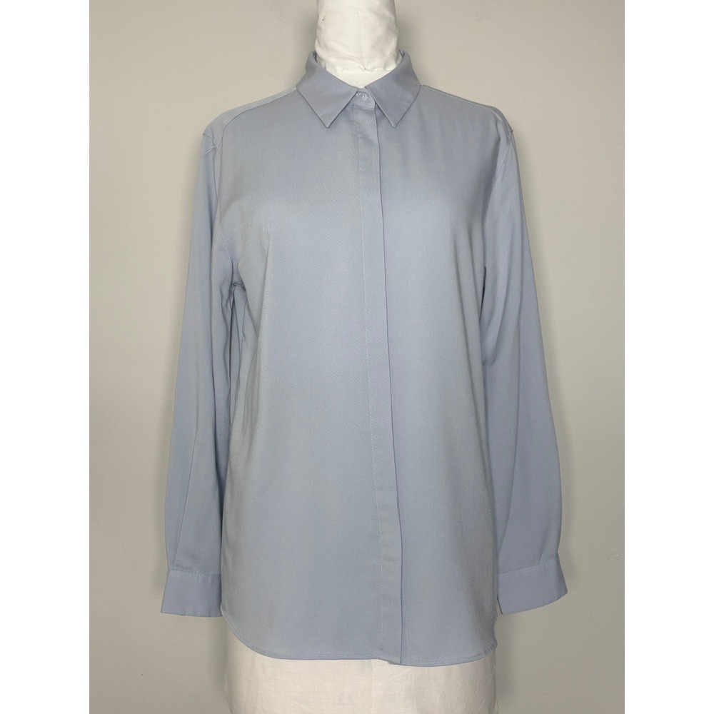Uniqlo Light Blue‎ Hidden Button Down Long Sleeve Blouse Shirt Large